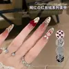 Decorações de Pedrarias para Unhas de Ano Novo, Populares no Xiaohongshu, Laço Vermelho Veludo, Pedrarias Empilhadas de Zircônia Flat, Decoração de Unhas DIY