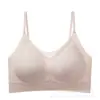 Base de maquillaje líquida refrescante de verano Sujetador cruzado en la espalda para mujer con copas fijas, Sujetador push-up transpirable de seda helada sin costuras y sin aros