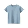 27Kids Roupas Infantis Verão 2025 Modelo Camiseta Infantil de Manga Curta Camisa Publicitária Estilo Coreano Cor Sólida Sem Estampa Roupas Infantis