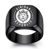 Anillo de Acero de Titanio Rey León Creativo Transfronterizo Europeo y Americano para Hombres, Cuadrado Punk Vintage de 18 mm Estudiante al por Mayor para Mujeres