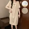 Camisola de algodão nuvem para mulheres, estilo verão com bojos, doce vestido de dormir de renda com estampa de tinta, roupa de casa, pode ser usado fora