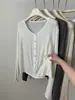 Cardigan Leve de Linho Lyocell Tencel com Proteção Solar para Mulheres, Caimento Solto e Fluido, Gola Redonda, Botões de Concha, Manga Longa Camisa para Ar Condicionado