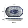 Conjunto de Tigela e Prato de Porcelana Azul e Branco, Tigelas e Pratos com Cor Sob Esmalte, Louça de Peônia, Tigela de Arroz, Tigela de Sopa, Cerâmica de Alta Temperatura, Novo Estilo Chinês com Padrão de Peônia no Prato
