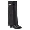 Botas de tacón alto de estilo punk transfronterizo, nuevas para otoño/invierno 2026, para mujer, con hebilla, tacón grueso y puño, botas de moda