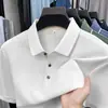 Camiseta de Verano Nueva Antibacteriana 10A para Hombres Jóvenes y de Edad Media, Color Sólido, Cuello Campana, Top Delgado de Lyocell