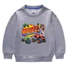 2023 primavera e outono desenho animado estilo coreano novo pequeno e médio roupas infantis em torno do pescoço suéter infantil manga comprida algodão masculino e feminino top de bebê