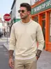 EBay vestuário masculino transfronteiriço outono e inverno moletom gola careca com costura em cor contrastante e barra canelada blusão