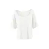 Top Holgado de Manga Larga con Protección Solar y Hombros Descubiertos para Mujer 2026, Nueva Camiseta de Verano de Tencel con Cuello en U y Manga Corta con Diseño de un Hombro