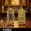 Exquisita Dorado Doble Cara Thangka Gahu Ocho Grandes Protectores Talismán Colgante de Buda Portátil