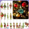 Transfronteiriço Novo Produto 2026 Monstro Peludo Verde Decoração de Natal Ornamento Acrílico para Pendurar Desenho Animado Pingente para Árvore de Natal
