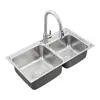 Fregadero de Acero Inoxidable 304 Extensible de Borde Plano con Doble Ranura y Diseño Engrosado para Uso en Cocina y Baño del Hogar