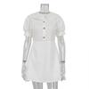 Vestido de Verano 2026 Transfronterizo Europeo y Americano Estilo Francés con Acabado de Alta Gama, Cuello de Muñeca, Mangas Cortas, Corte Entallado y Elegante Falda de Línea A