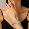 Conjunto de dos piezas de pulsera y anillo con estampado de leopardo, apertura geométrica transfronteriza europea y americana, pulsera ajustable con personalidad exagerada para mujer