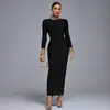 Vestido Longo de Festa Elegante com Bandagem, Novo Estilo Pesado Europeu e Americano, com Contas, Slim, para Socialites
