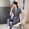 Traje Profesional de Verano de Manga Corta para Mujer, Blazer Pequeño con Pantalones, Uniforme de Trabajo para Gerente de Hotel, Recepción, Joyería, Atuendo de Negocios