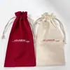Bolsa de Algodão Personalizada com Bolso de Cordão Bolsa de Cordão de Algodão Bolsa para Embalagem de Presente de Joias com Logotipo Impresso