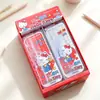 Conjunto de Réguas Genuíno Sanrio Hello Kitty 15cm Desenho Animado Régua e Transferidor para Alunos do Ensino Fundamental e Médio Papelaria de Aprendizagem