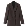 20 Colores Primavera y Otoño Moda Urbana Europea y Americana Traje Casual Urbano Holgado Simple de Dos Botones Chaqueta de Mujer Color Puro