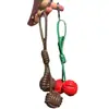 Colgante de Llave de Doble Bola de PU Material de Microfibra de Cuero Bola Tejida Colgante de Bolso Tejido a Mano Bolso de Mujer Colorido