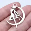 32x41mm 4.1g Plata Antigua Aleación Retro DIY Colgante Bailarina de la Luna Elfo Colgante