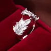 Anel Atmosférico Elegante Estilo Pastoral Cravejado com Zircônia, Design de Espiga de Trigo, Abertura Ajustável, Feito de Cobre, Exclusivamente para Vendas Transfronteiriças