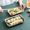 Novo prato de sushi japonês retangular de palha de trigo para salsicha em pó, prato de frutas para mesa de jantar doméstico, prato de incenso de trigo para sobremesa e churrasco