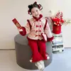 Atuendo de Año Nuevo para Niña Hanfu con Conjunto de Polar Estilo Chino Traje Tang Infantil para Bebé Niña de Un Año Ropa Festiva de Año Nuevo Chino