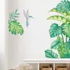 Novo LD93014 Folhas de Planta Tropical Verde Pintadas Beija-flor Quarto Sala de Estar Decoração de Parede de Casa Adesivo de Parede Autoadesivo