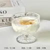 Copo de Sorvete Ins Retro com Relevo de Girassol, Copo para Sobremesa de Vidro, Copo Alto para Sorvete, Copo para Milkshake, Raspadinha, Tigela para Iogurte