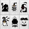 Dibujo Animado Diablo Halloween Divertido Adhesivo para Puerta Adhesivo para Ventana Utilería para Arreglo de Ambiente de Fiesta Sombrero de Bruja Letra Fieltro Adhesivo de Pared