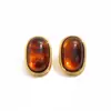 Pendientes de Botón de Piedra Preciosa de Resina Manchada Retro Ins Transfronterizos Europeos y Americanos Cuadrado Geométrico de Moda Accesorios de Pendientes de Acero Inoxidable Dorado de 18K