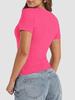 Camiseta esportiva justa e de secagem rápida para corrida, casual e transfronteiriça, para todas as combinações, de manga curta, slim fit, para meninas, top europeu e americano