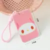 Portatarjetas de ajuste a presión con estampado de dibujos animados lindos en colores caramelo para tarjetas de estudiante del campus, tarjetas de acceso, fotos de ídolos y funda protectora para cordón