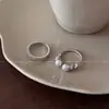 Anel Aberto de Pérola Dupla Torcida Design de Nicho Feminino Anel de Dedo com Diamante Rai Luxo Leve Elegante Alta Qualidade Anel Empilhável