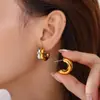 Pendientes Estéreo Transfronterizos Europeos y Americanos para Mujer Exquisitos Acero Inoxidable Chapado en Oro de 18K Pendientes Geométricos de Tendencia Muy Vendidos para Mujer