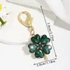 Llavero de Trébol de Cinco Hojas Colorido de Cristal con Pedrería Exquisita, Lindo y Hermoso, Estilo Coreano, Flor de Trébol de la Suerte, Regalo Exquisito