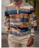 Polo de manga larga para hombre transfronterizo, nuevo polo informal con solapa y estampado digital para otoño e invierno.