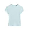 2024 Verão Novo Brilhante Gola Redonda Manga Curta Camiseta Feminina Estilo Americano Garotas Quentes Slim Fit Emagrecedor Gola Redonda Ombro Camiseta