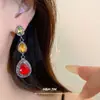 Pendientes de aguja de plata con colgantes de borla de gota de agua incrustados de diamantes, pendientes de estilo retro vintage, joyería de nicho de lujo ligero para mujer