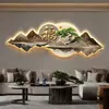 Pintura decorativa transfronteriza de nuevo estilo chino con el carácter "Fu" (significando "buena fortuna"), Pintura con luz LED, colgante de pared de fondo para sofá de sala de estar de alta gama, mural para sala de té