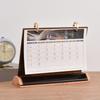 Base de Madeira Maciça Criativa em Estoque Suporte de Calendário Curvo Calendário Simples de Espiral Dupla Ornamento de Mesa para Escritório de Empresa