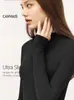 Nuevo Estilo de Principios de Otoño Camiseta de Manga Larga de Color Sólido con Empalme y Cuello Semiamorto Camisa Base para Mujer Ropa para Mujer Europea y Americana Abastecimiento con un Clic Fs441