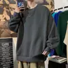 Suéter de cuello redondo con forro polar para hombre, color liso, ropa nueva de otoño e invierno, cálido, para uso diario, resistente al desgaste, camiseta de manga larga
