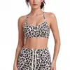 Sujetador Deportivo Estampado de Leopardo para Mujer Espalda Bonita Cruzado Correas Finas Alta Elasticidad Ajustado Transpirable para Correr Fitness Yoga