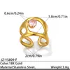 Anillo de Acero Inoxidable con Circonita Transfronterizo, Anillo Irregular de Lujo Ligero de Acero de Titanio de Gama Alta Incrustado con Diamantes, Anillo Abierto Hueco para Mujer