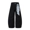 Calça Machete Quadrada Xadrez Destacável Estilo Americano Retrô para Homens e Mulheres Design de Nicho Personalidade Solta Calça de Perna Larga