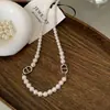 Collar de Cadena para Clavícula de Perlas con Letra CD Estilo Retro Simple Lujo Ligero para Mujer Elegante Dulce Gama Alta Moda Versátil Estilo Occidental