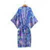 Cardigan Kimono Feminino Outono 2024 Estilo Europeu e Americano Estampa de Sereia Multicor 22072