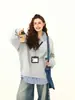 Suéter de punto falso dos piezas, unisex, estilo otoño, marca trendy americana, suéter de cuello Henley, retro, corte holgado, tejido casual