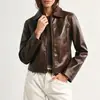Transfronterizo Nuevo 26 Otoño Estilo Europeo y Americano Moda Femenina Casual Versátil Chaqueta de PU Motocicleta Cremallera Corta Ropa de Cuero Exterior